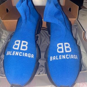 BRAND NEW!!!! Balenciaga speed trainers Royal Blue and black knitted